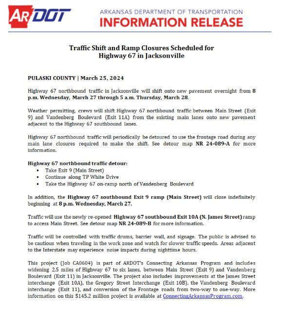 Traffic Shift and Ramp Closure Release_Mar2024