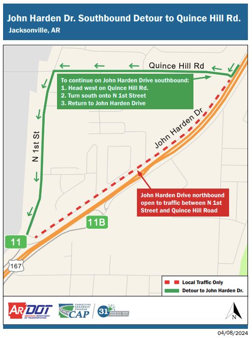 John Harden Drive Temporary Traffic Pattern_Apr2024