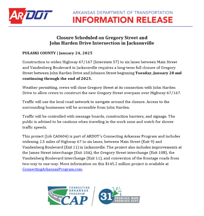 Gregory Street Intersection Closure_Jan2025