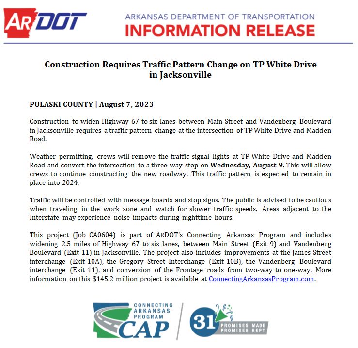 Traffic Pattern Change August 2023