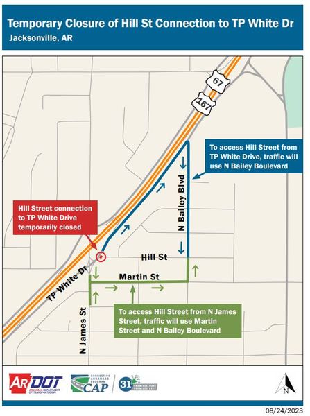 Hill Street Temporary Closure Map