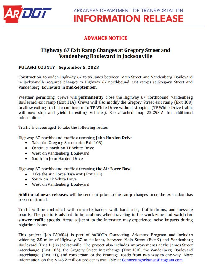 Exit Ramp Changes Sept 2023 Release