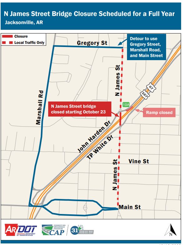 N. James Street Bridge Closure Map