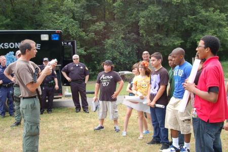Speaker talking to children